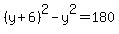 %28y%2B6%29%5E2-y%5E2=180