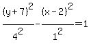 %28y%2B7%29%5E2%2F4%5E2-%28x-2%29%5E2%2F1%5E2=1