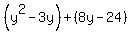 %28y%5E2-3y%29%2B%288y-24%29