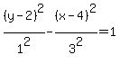 %28y+-+2%29%5E2%2F1%5E2+-+%28x-+4%29%5E2%2F3%5E2+=+1