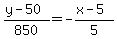 %28y+-+50%29%2F850+=+-%28x+-+5%29%2F5