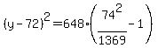 %28y+-+72%29%5E2+=+648%2874%5E2%2F1369+-+1%29