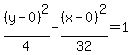 %28y-0%29%5E2%2F4-%28x-0%29%5E2%2F32=1