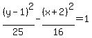 %28y-1%29%5E2%2F25-%28x%2B2%29%5E2%2F16=1