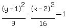 %28y-1%29%5E2%2F9-%28x-2%29%5E2%2F16=1+