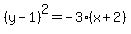 %28y-1%29%5E2+=+-3%28x%2B2%29