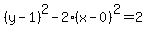 %28y-1%29%5E2-2%28x-0%29%5E2=2