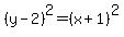 %28y-2%29%5E2=%28x%2B1%29%5E2