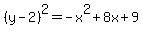 %28y-2%29%5E2+=+-x%5E2%2B8x%2B9