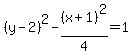 %28y-2%29%5E2-%28x%2B1%29%5E2%2F4=1
