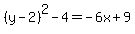 %28y-2%29%5E2-4=-6x%2B9