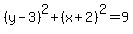 %28y-3%29%5E2%2B%28x%2B2%29%5E2=9