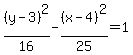 %28y-3%29%5E2%2F16-%28x-4%29%5E2%2F25=1