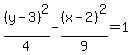 %28y-3%29%5E2%2F4-%28x-2%29%5E2%2F9=1