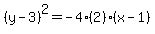 %28y-3%29%5E2=-4%282%29%28x-1%29
