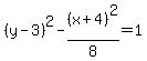 %28y-3%29%5E2-%28x%2B4%29%5E2%2F8=1