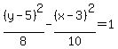%28y-5%29%5E2%2F8-%28x-3%29%5E2%2F10+=+1