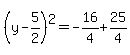 %28y-5%2F2%29%5E2=-16%2F4%2B25%2F4