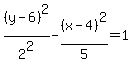 %28y-6%29%5E2%2F2%5E2+-+%28x-4%29%5E2%2F5+=+1+