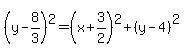 %28y-8%2F3%29%5E2=%28x%2B3%2F2%29%5E2%2B%28y-4%29%5E2