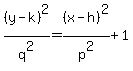 %28y-k%29%5E2%2Fq%5E2=%28x-h%29%5E2%2Fp%5E2%2B1