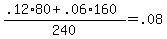+%28+.12%2A80+%2B+.06%2A160+%29+%2F+240+=+.08+