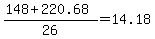 +%28+148+%2B+220.68+%29+%2F+26+=+14.18+