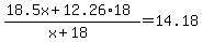 +%28+18.5x+%2B+12.26%2A18+%29+%2F+%28+x+%2B+18+%29+=+14.18+