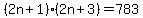 +%28+2n+%2B+1+%29%2A%28+2n+%2B+3+%29+=+783+