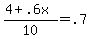 +%28+4+%2B+.6x+%29+%2F+10+=+.7+