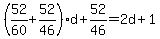 +%28+52%2F60+%2B+52%2F46+%29%2Ad+%2B+52%2F46+=+2d+%2B+1+