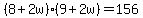 +%28+8+%2B+2w+%29%2A%28+9+%2B+2w+%29+=+156+