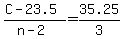+%28+C+-+23.5+%29+%2F+%28+n+-+2+%29+=+35.25+%2F+3+