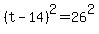 +%28+t+-+14+%29%5E2++=+26%5E2+