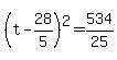 +%28+t+-+28%2F5+%29%5E2+=+534%2F25+