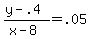 +%28+y+-+.4+%29+%2F+%28+x+-+8+%29+=+.05+