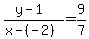 +%28+y+-+1+%29+%2F+%28+x+-%28-2%29+%29+=+9%2F7+