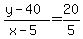 +%28+y+-+40+%29+%2F+%28+x+-+5+%29+=+20%2F5+