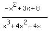 +%28-x%5E2%2B3x%2B8%29%2F%28x%5E3%2B4x%5E2%2B4x%29+