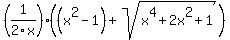 +%281%2F2x%29+%28%28x%5E2+-+1%29+%2B+sqrt%28x%5E4%2B2x%5E2+%2B+1%29%29+