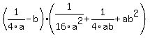 +%281%2F4a-b%29%281%2F16a%5E2%2B1%2F4ab%2Bab%5E2%29