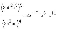 +%282ab%5E2c%5E3%29%5E5%2F%282a%5E3bc%29%5E4=2a%5E%28-7%29b%5E%286%29c%5E%2811%29
