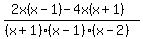 +%282x%28x+-+1%29+-+4x%28x+%2B+1%29+%29%2F%28%28x+%2B+1%29+%28x+-+1%29+%28x+-+2%29%29+