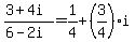 +%283%2B4i%29%2F%286-2i%29+=+1%2F4%2B%283%2F4%29i