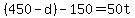 +%28450+-+d%29+-+150+=+50t+