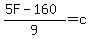 +%285F+-+160%29%2F9+=+c