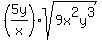 +%285y%2Fx%29sqrt%289x%5E2y%5E3%29