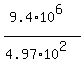 +%289.4%2A10%5E6%29+%2F+%284.97%2A10%5E2%29+