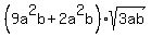 +%289a%5E2b%2B2a%5E2b%29%2Asqrt%283ab%29%29+
