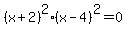 +%28x%2B2%29%5E2%28x-4%29%5E2=0